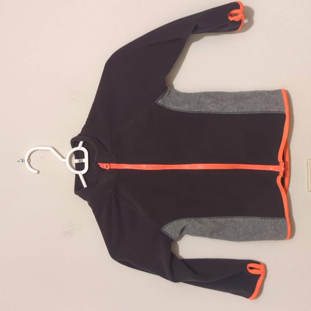 Jumping beans zip up sweater gray orange accents. Size 3T